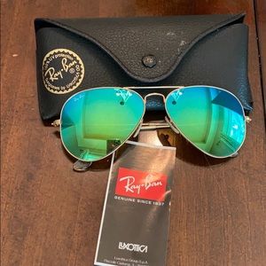 Ray-ban flash mirrored sunglasses green blue